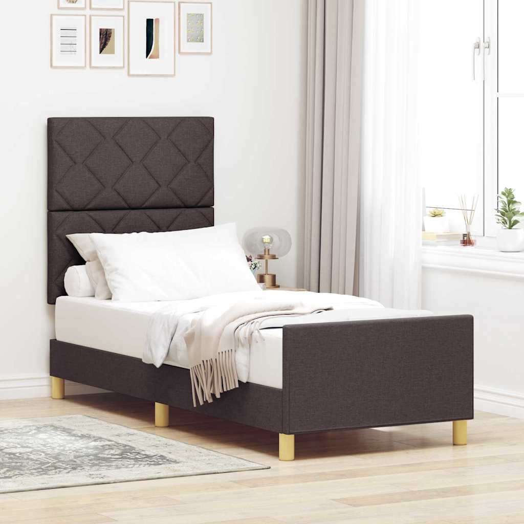 Vidaxl bedframe met hoofdeinde donkerbruin 80 x 200 cm stof