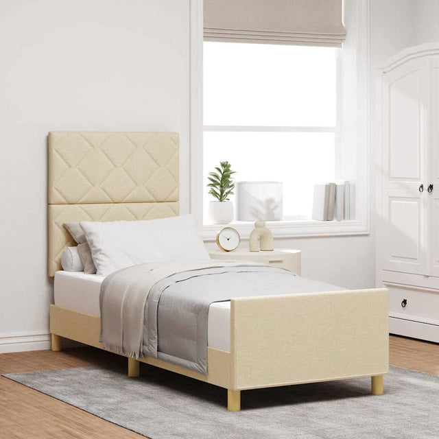 Vidaxl bedframe met hoofdeinde crème 80 x 200 cm stof