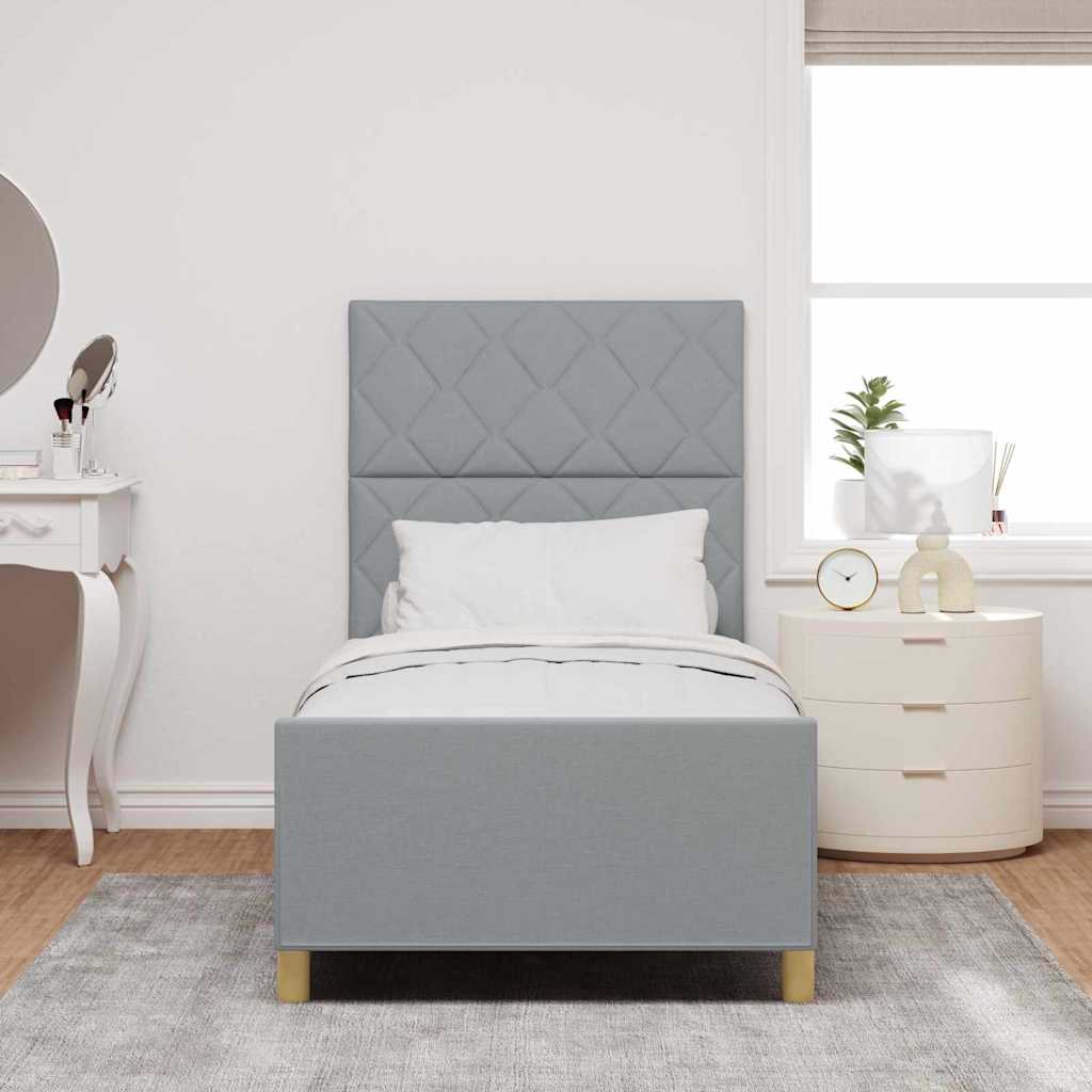 Vidaxl bedframe met hoofdeinde lichtgrijs 90 x 200 cm stof