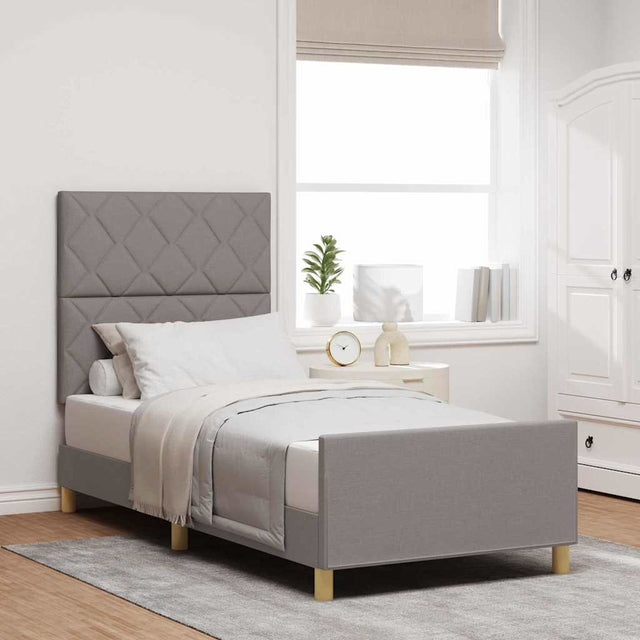 Vidaxl bedframe met hoofdeinde taupe 90 x 200 cm stof