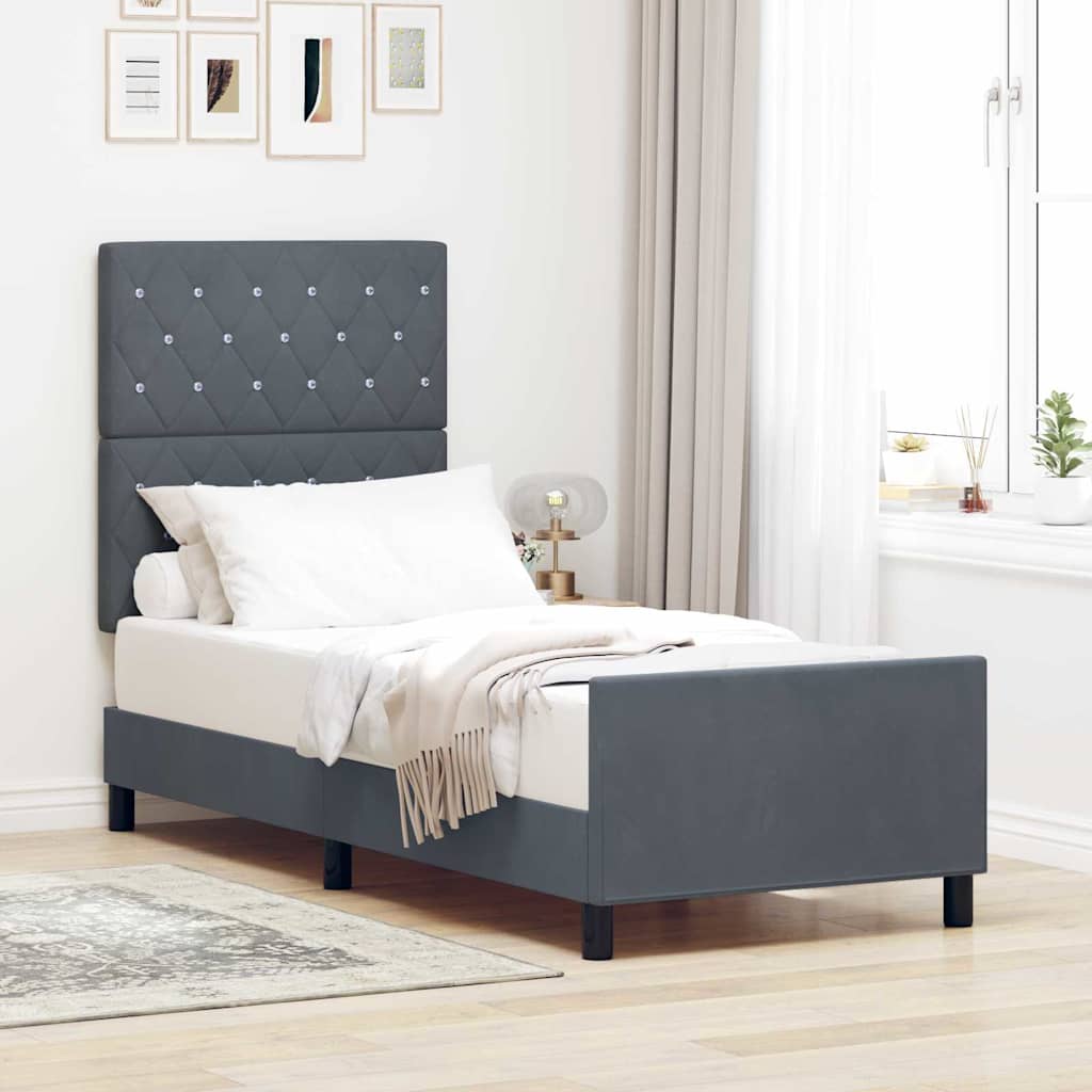 Vidaxl boxspringbed met hoofdeinde donkergrijs 80 x 200 cm fluweel