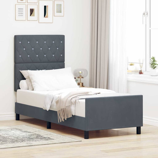 Vidaxl boxspringbed met hoofdeinde donkergrijs 80 x 200 cm fluweel