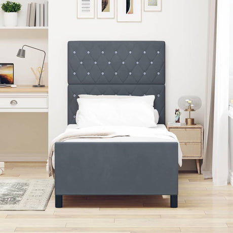 Vidaxl boxspringbed met hoofdeinde donkergrijs 90 x 200 cm fluweel