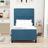 Vidaxl boxspringbed met hoofdeinde donkerblauw 90 x 200 cm fluweel