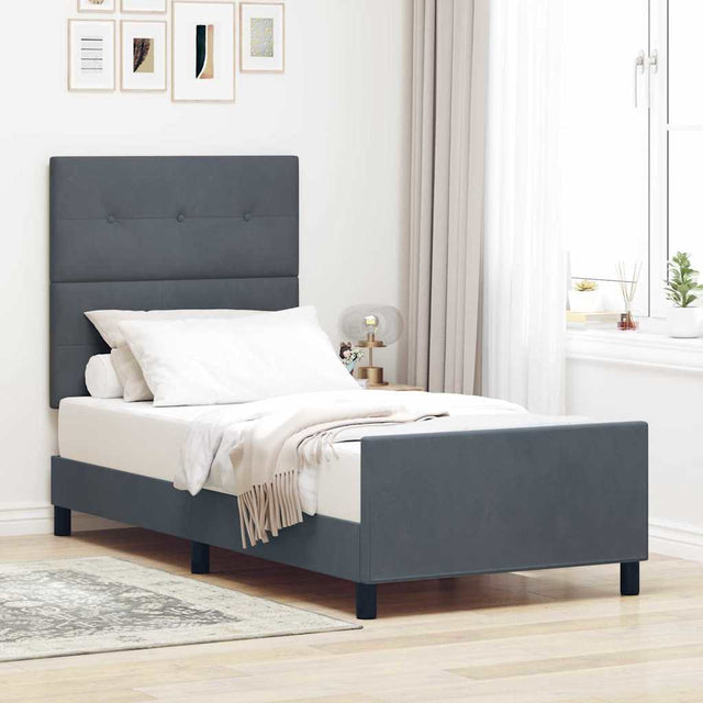 Vidaxl boxspringbed met hoofdeinde donkergrijs 80 x 200 cm fluweel