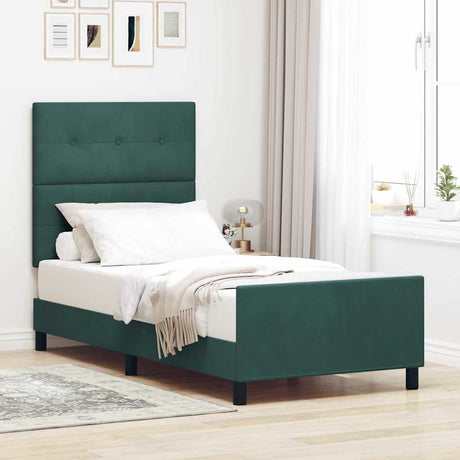 Vidaxl boxspringbed met hoofdeinde donkergroen 90 x 200 cm fluweel