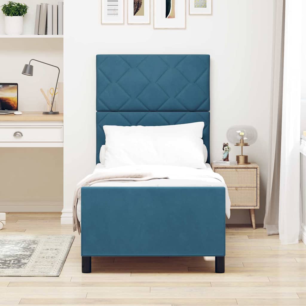 Vidaxl boxspringbed met hoofdeinde donkerblauw 80 x 200 cm fluweel