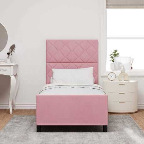 Vidaxl boxspringbed met hoofdeinde roze 90 x 190 cm fluweel