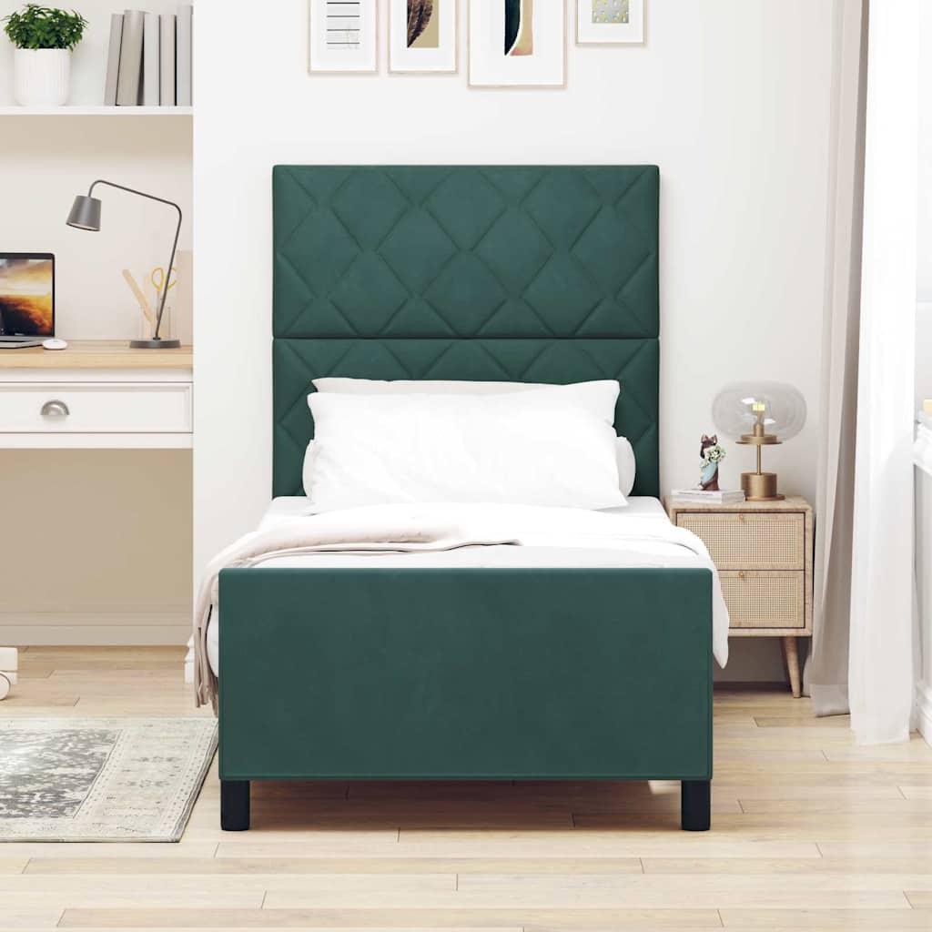 Vidaxl boxspringbed met hoofdeinde donkergroen 90 x 200 cm fluweel