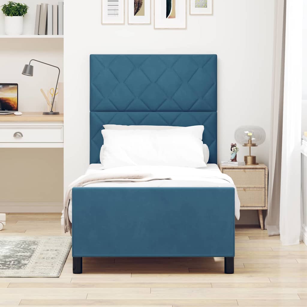 Vidaxl boxspringbed met hoofdeinde donkerblauw 90 x 200 cm fluweel
