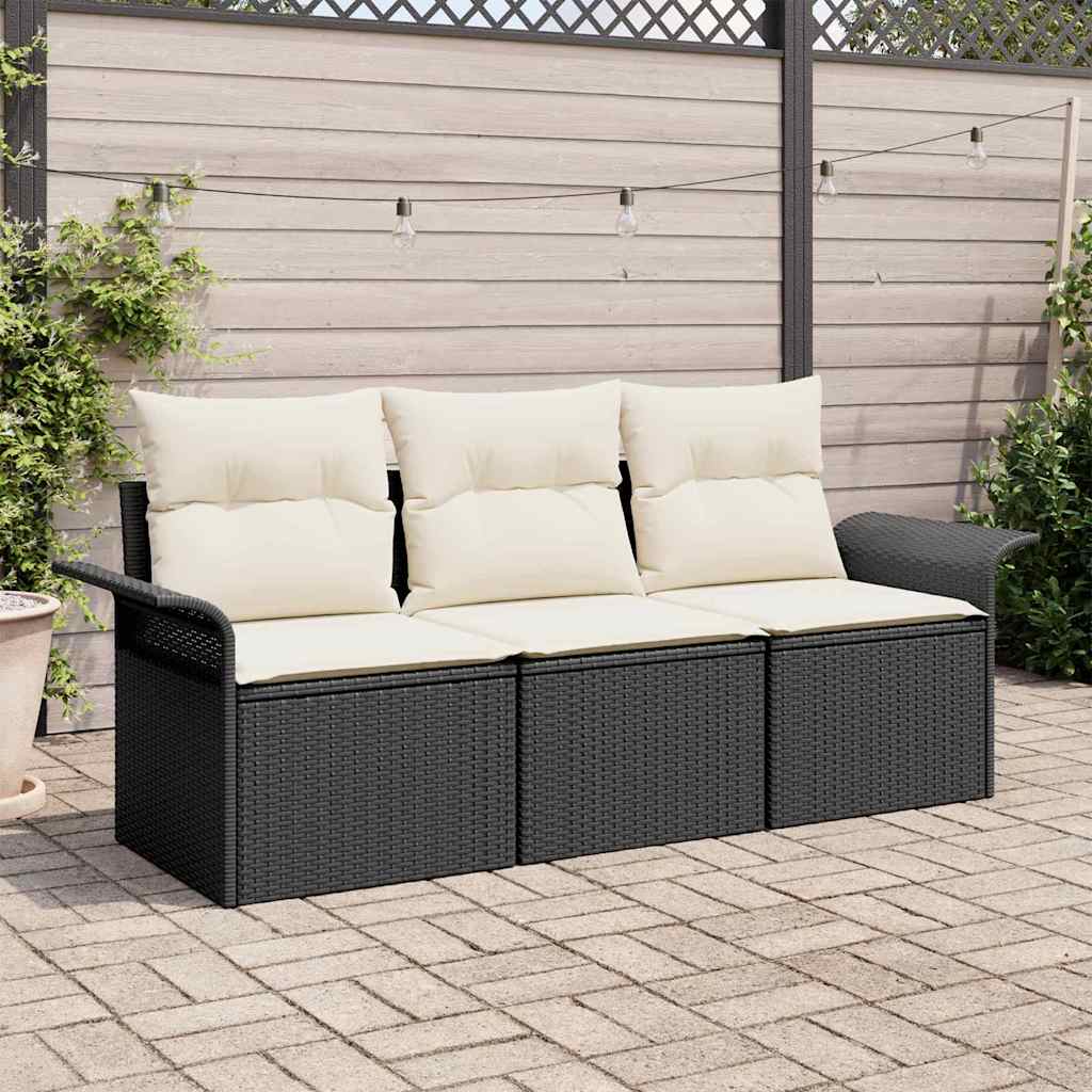 Vidaxl tuin sofa set 3 st zwart poly riet