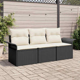 Vidaxl tuin sofa set 3 st zwart poly riet