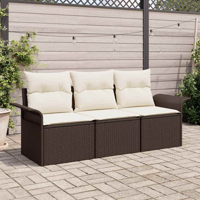 Vidaxl tuin sofa set 3 st bruin poly riet
