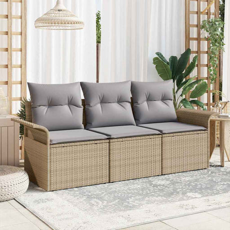 Vidaxl tuin sofa set 3 st beige poly riet