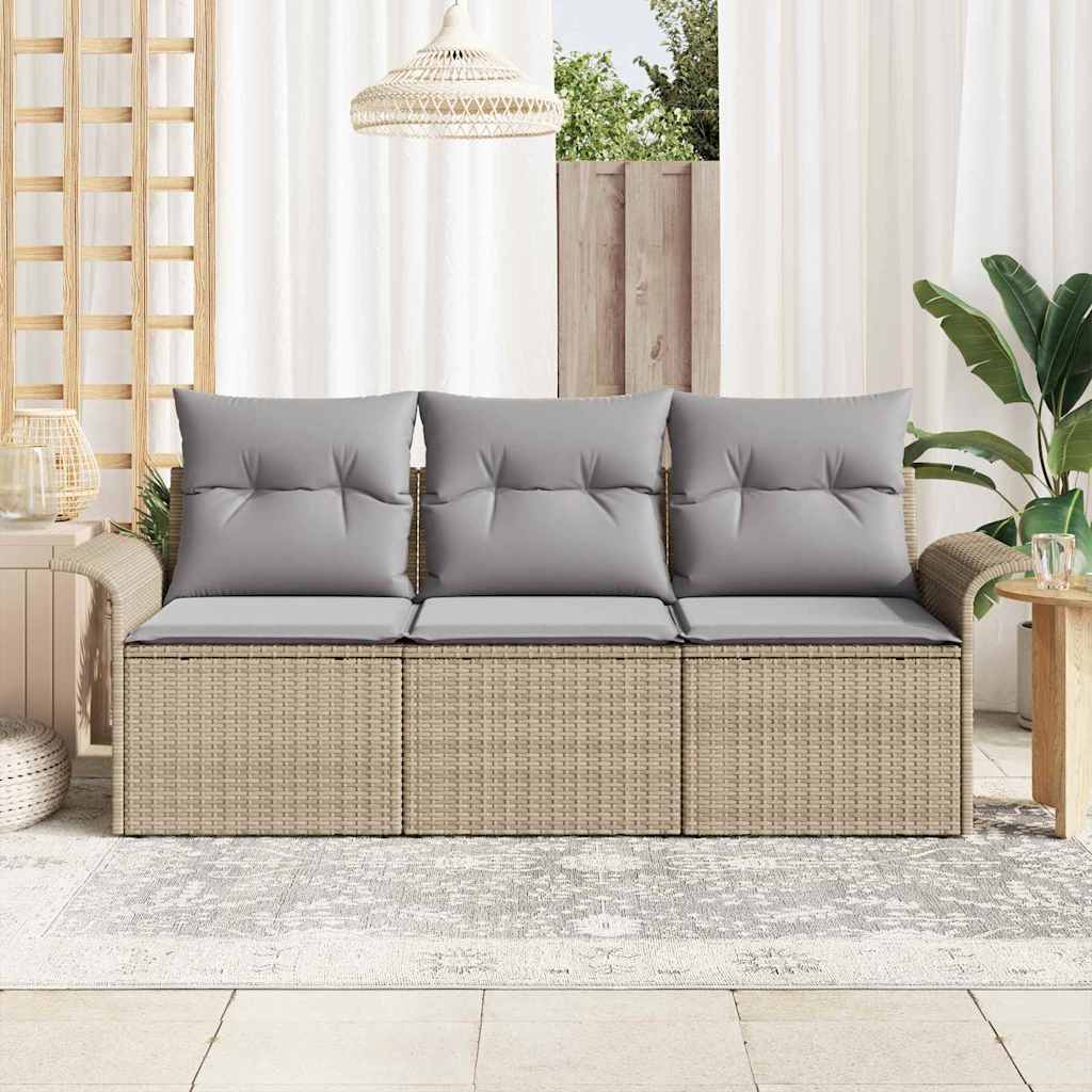 Vidaxl tuin sofa set 3 st beige poly riet