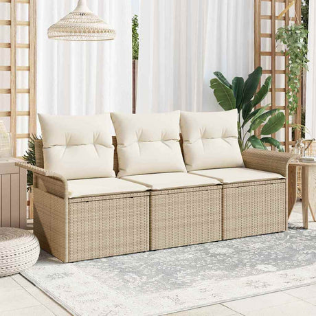 Vidaxl tuin sofa set 3 st beige poly riet