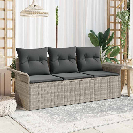 Vidaxl tuin sofa set 3 st lichtgrijs poly riet