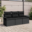 Vidaxl tuin sofa set 3 st zwart poly riet