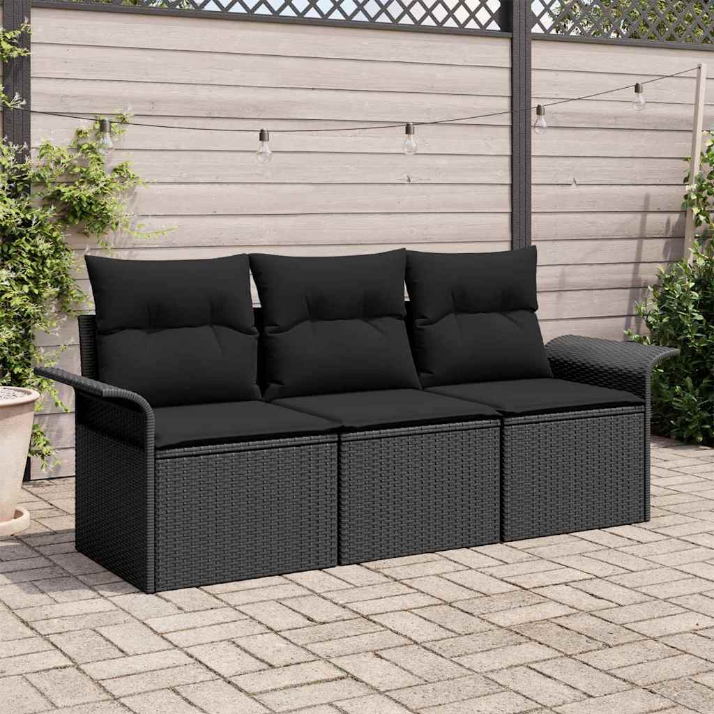 Vidaxl tuin sofa set 3 st zwart poly riet