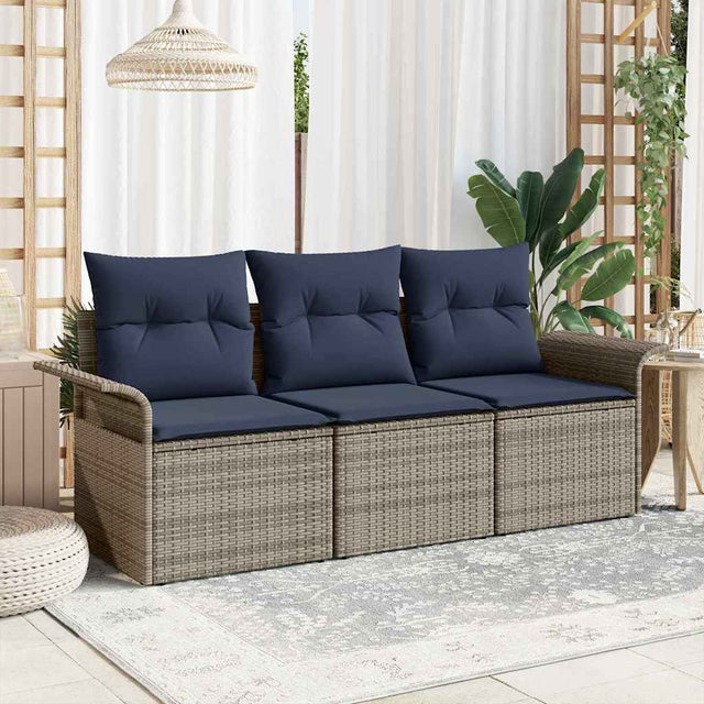 Vidaxl tuin sofa set 3 st grijs poly riet
