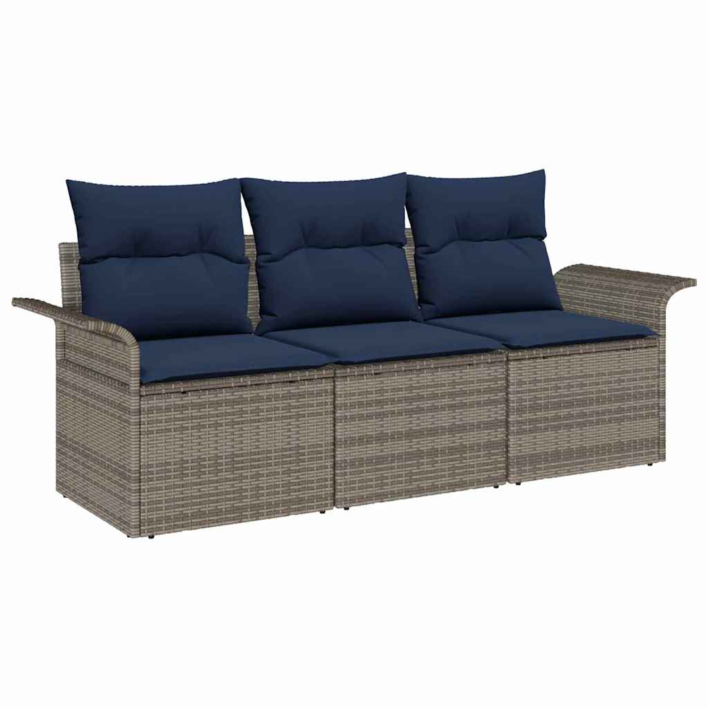 Vidaxl tuin sofa set 3 st grijs poly riet