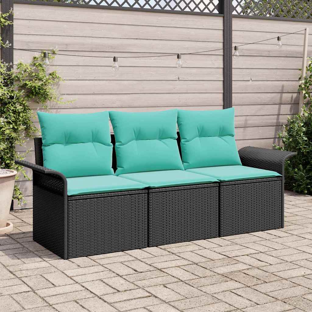 Vidaxl tuin sofa set 3 st zwart poly riet
