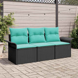 Vidaxl tuin sofa set 3 st zwart poly riet