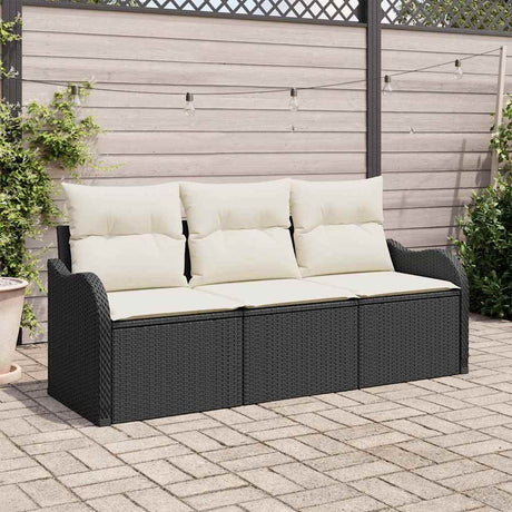 Vidaxl tuin sofa set 3 st zwart poly riet