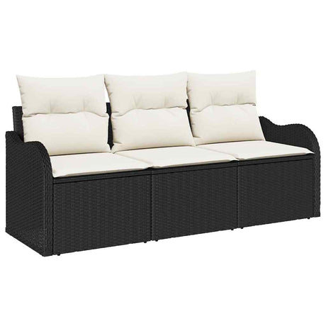 Vidaxl tuin sofa set 3 st zwart poly riet