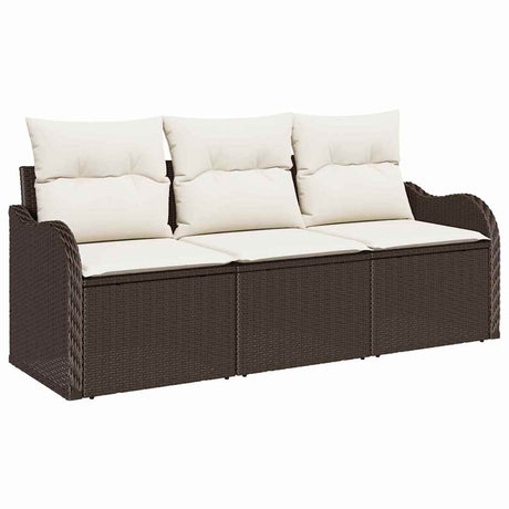 Vidaxl tuin sofa set 3 st bruin poly riet
