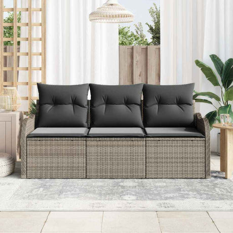 Vidaxl tuin sofa set 3 st grijs poly riet