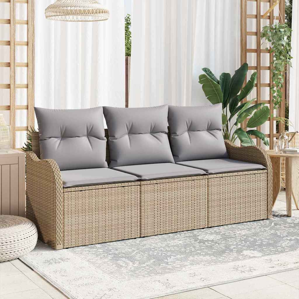 Vidaxl tuin sofa set 3 st beige poly riet
