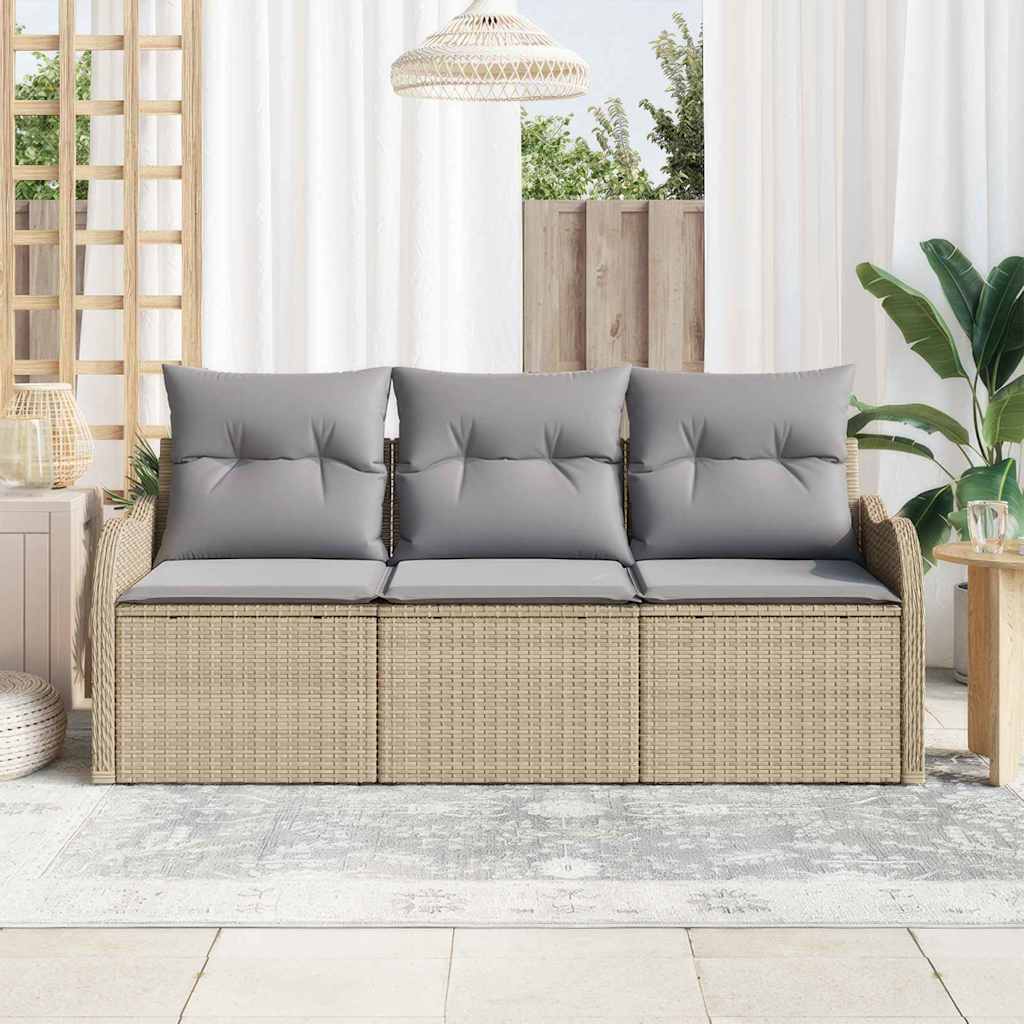 Vidaxl tuin sofa set 3 st beige poly riet
