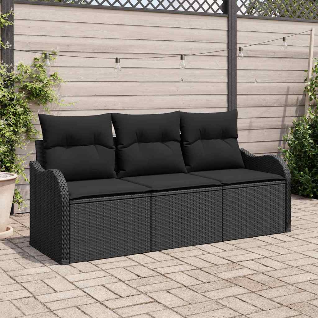 Vidaxl tuin sofa set 3 st zwart poly riet