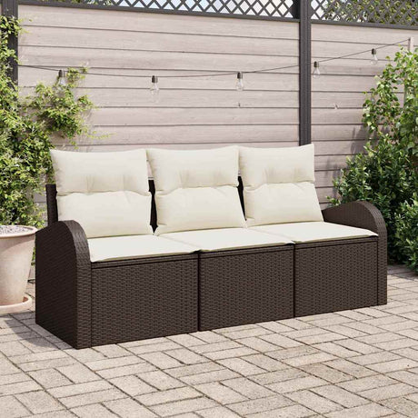 Vidaxl tuin sofa set 3 st bruin en wit poly riet