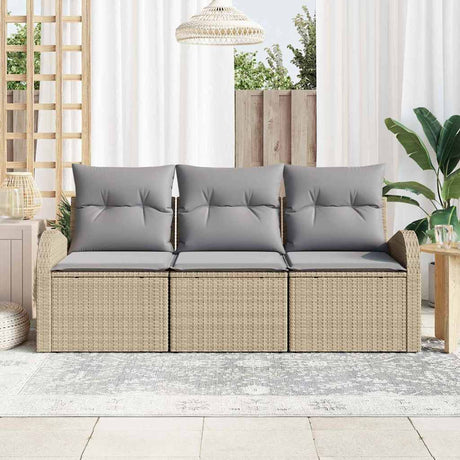 Vidaxl tuin sofa set 3 st beige en lichtgrijs poly riet