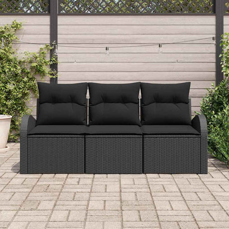 Vidaxl tuin sofa set 3 st zwart poly riet