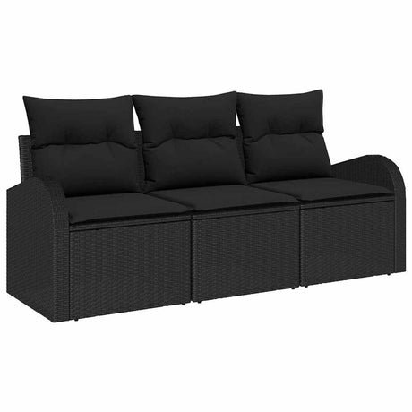 Vidaxl tuin sofa set 3 st zwart poly riet