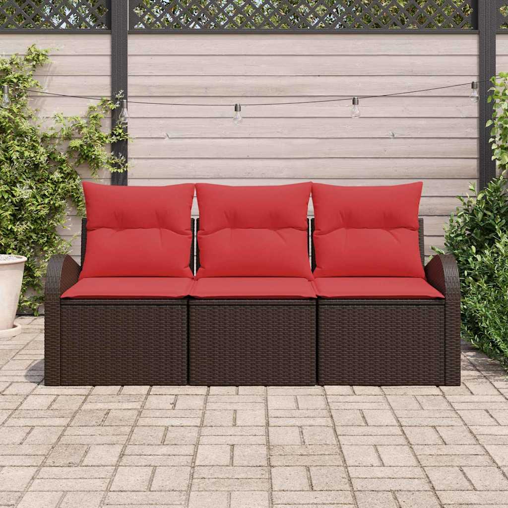 Vidaxl tuin sofa set 3 st bruin en rood poly riet