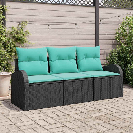 Vidaxl tuin sofa set 3 st zwart en turquoise poly riet