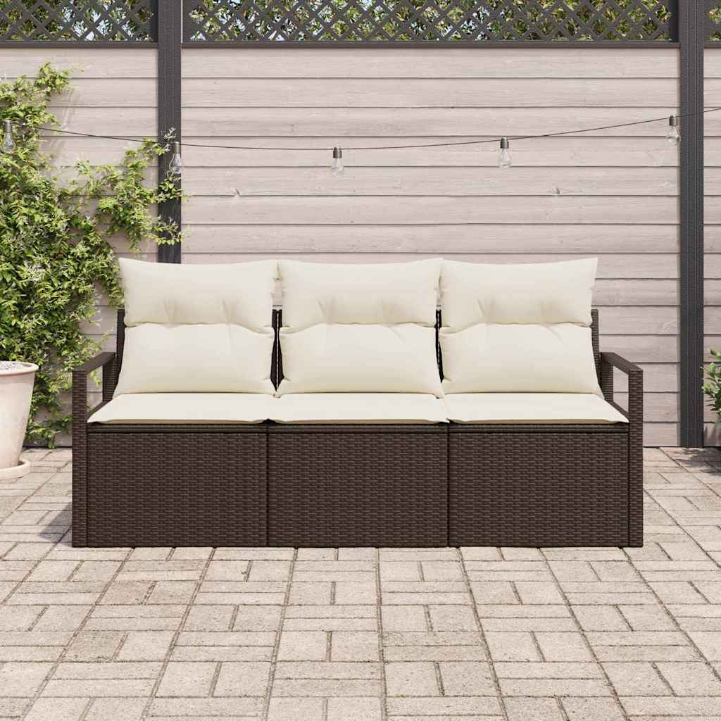 Vidaxl tuinbankenset 3 st bruin en wit poly rattan