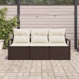 Vidaxl tuinbankenset 3 st bruin en wit poly rattan