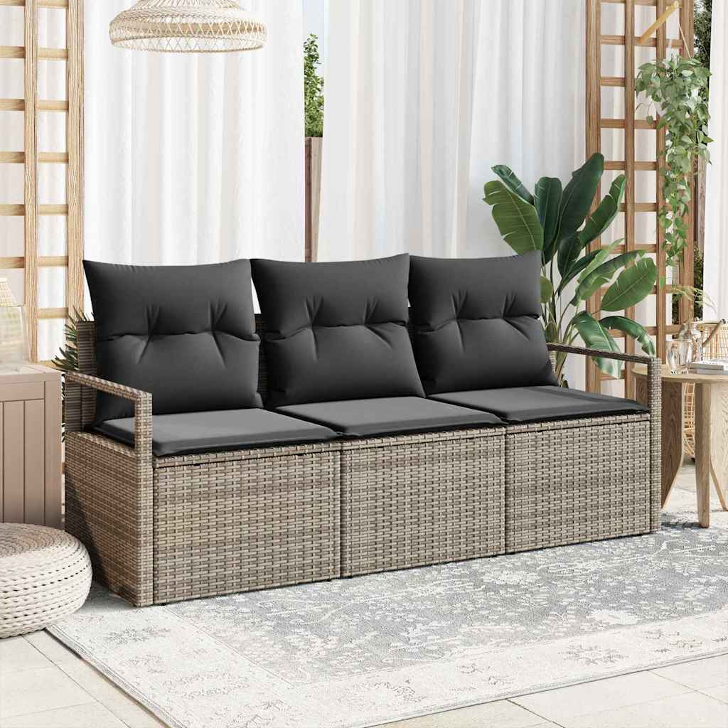 Vidaxl tuinbankenset 3 st grijs poly rattan