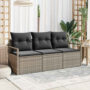 Vidaxl tuinbankenset 3 st grijs poly rattan