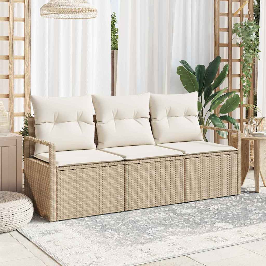 Vidaxl tuinbankenset 3 st beige en wit poly rattan