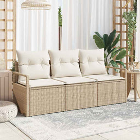 Vidaxl tuinbankenset 3 st beige en wit poly rattan