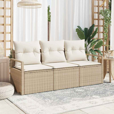 Vidaxl tuinbankenset 3 st beige en wit poly rattan