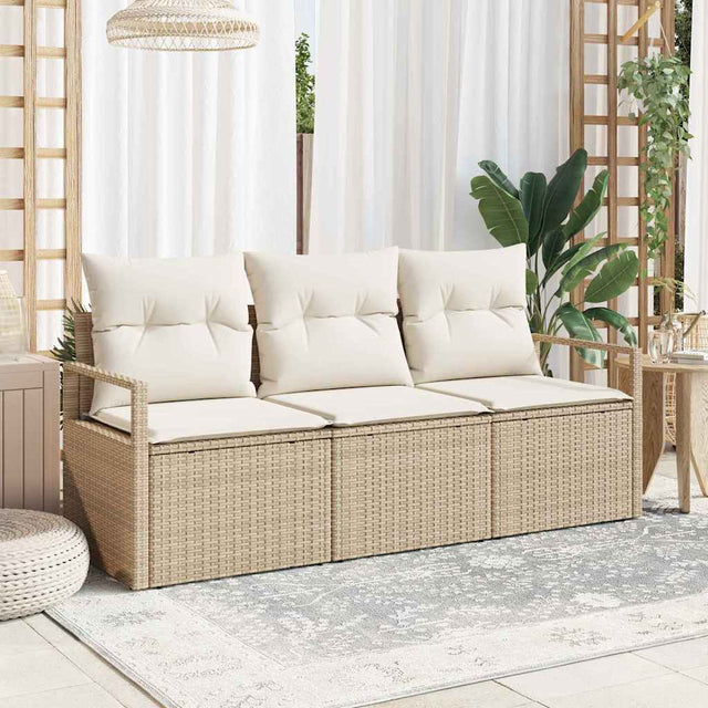 Vidaxl tuinbankenset 3 st beige en wit poly rattan