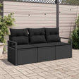 Vidaxl tuinbankenset 3 st zwart poly rattan