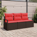 Vidaxl tuinbankenset 3 st bruin en rood poly rattan